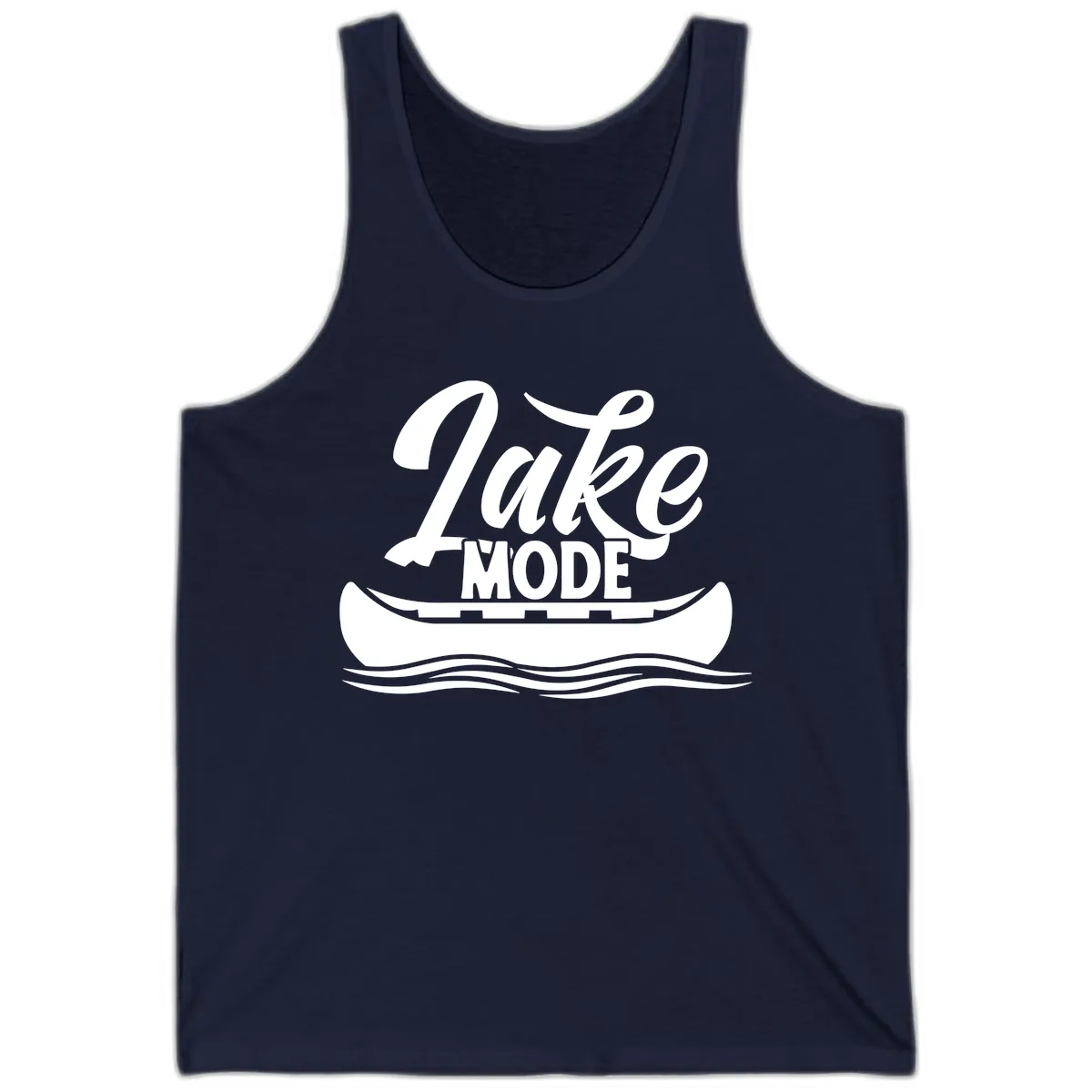 Lake Mode Canoe Illustration Tank in Navy