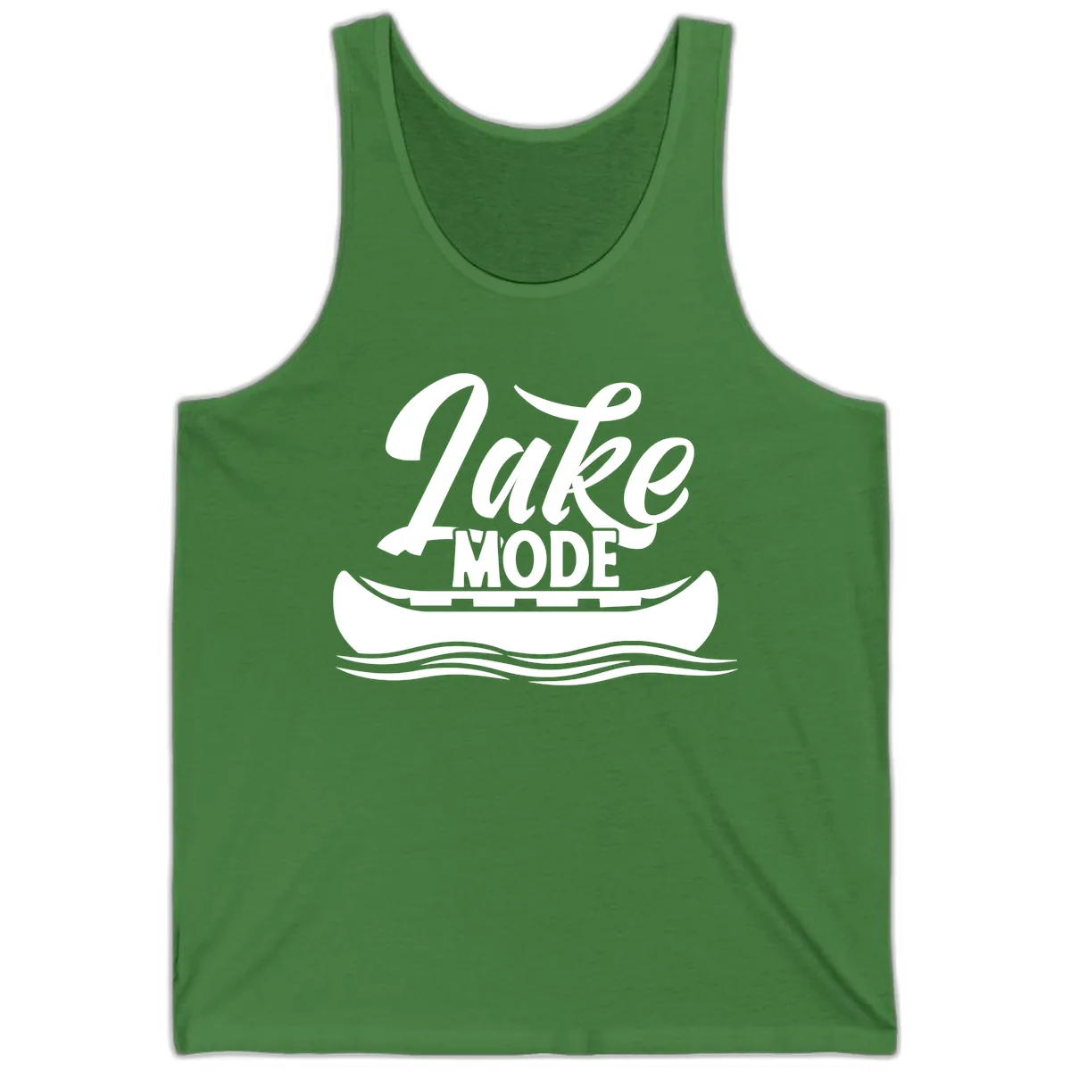 Lake Mode Canoe Illustration Tank in Leaf
