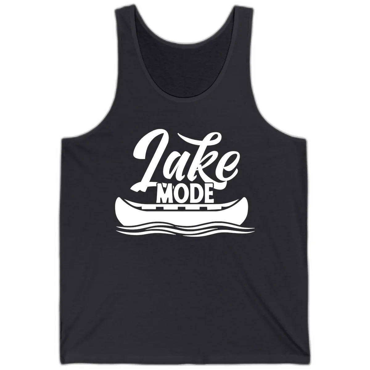 Lake Mode Canoe Illustration Tank in Dark Grey