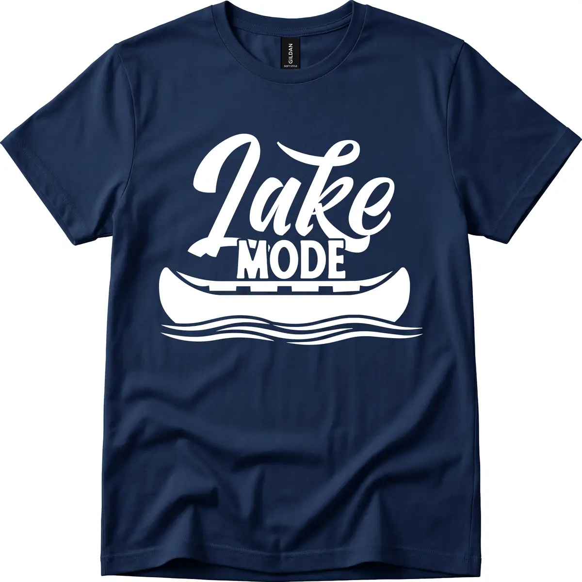 Lake Mode Canoe Illustration T-Shirt in Navy