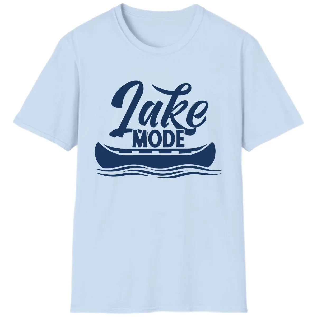 Lake Mode Canoe Illustration T-Shirt in Light Blue