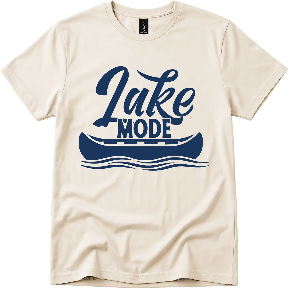 Lake Mode Canoe Illustration T-Shirt in Natural