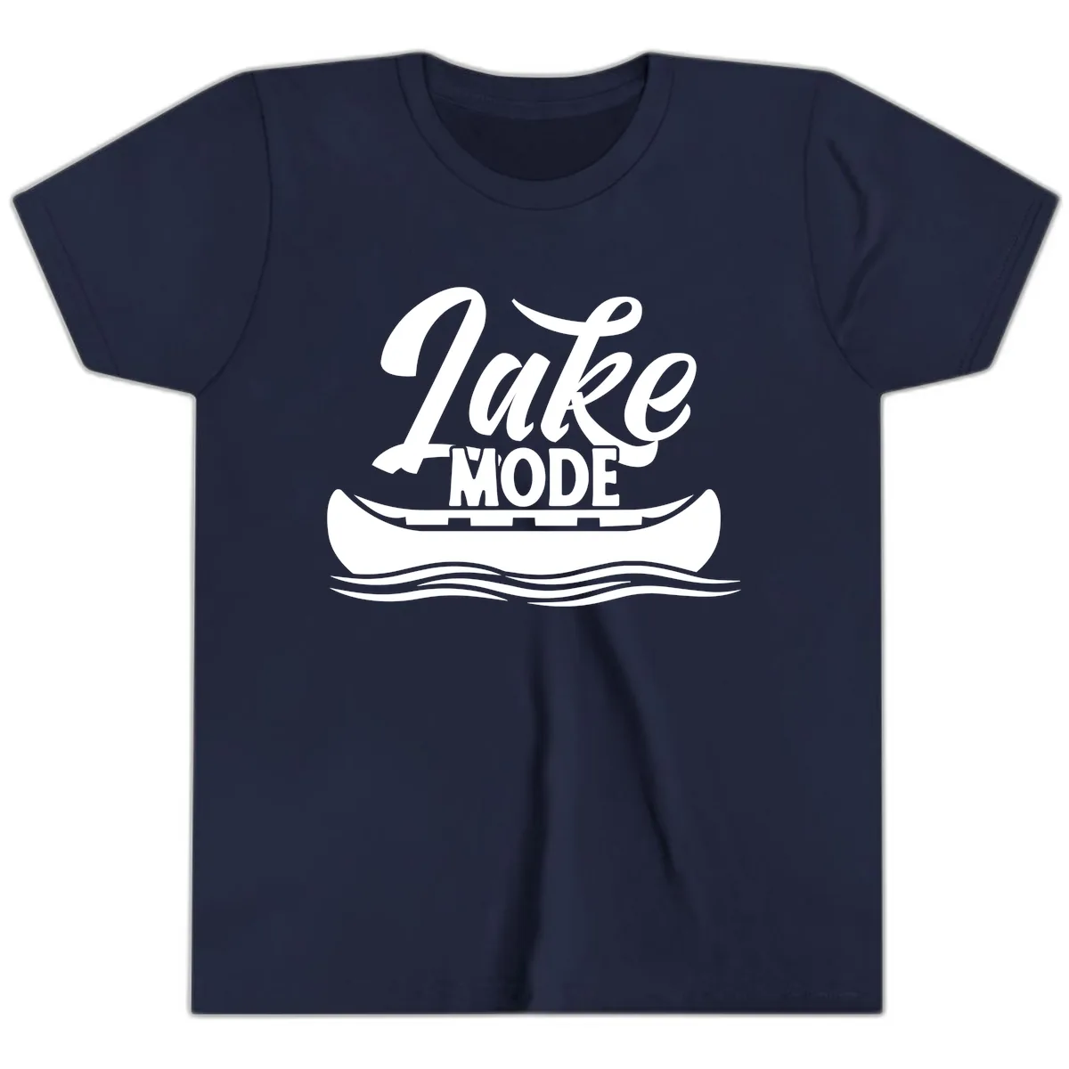 Lake Mode Canoe Illustration Youth T-Shirt in Navy