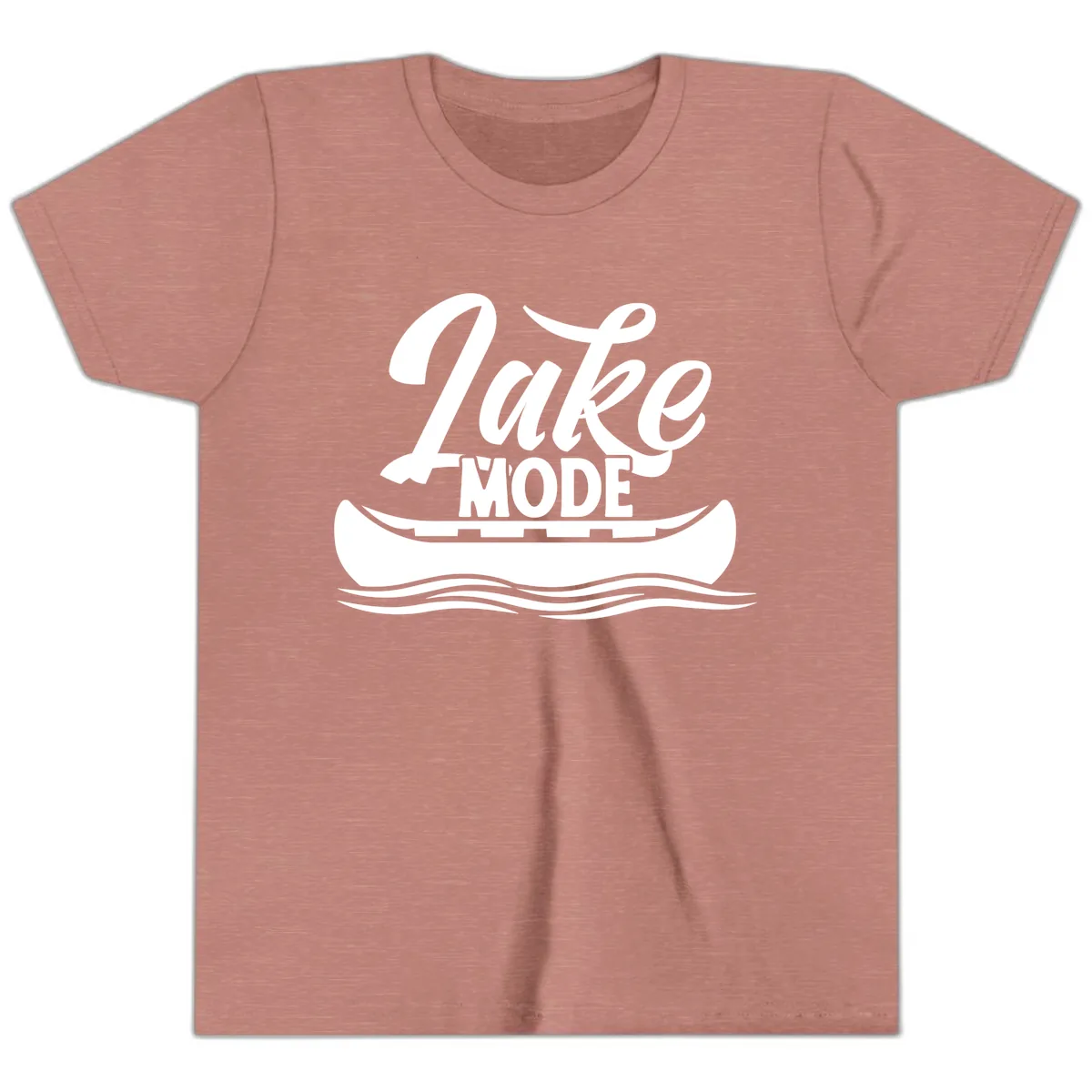 Lake Mode Canoe Illustration Youth T-Shirt in Heather Mauve