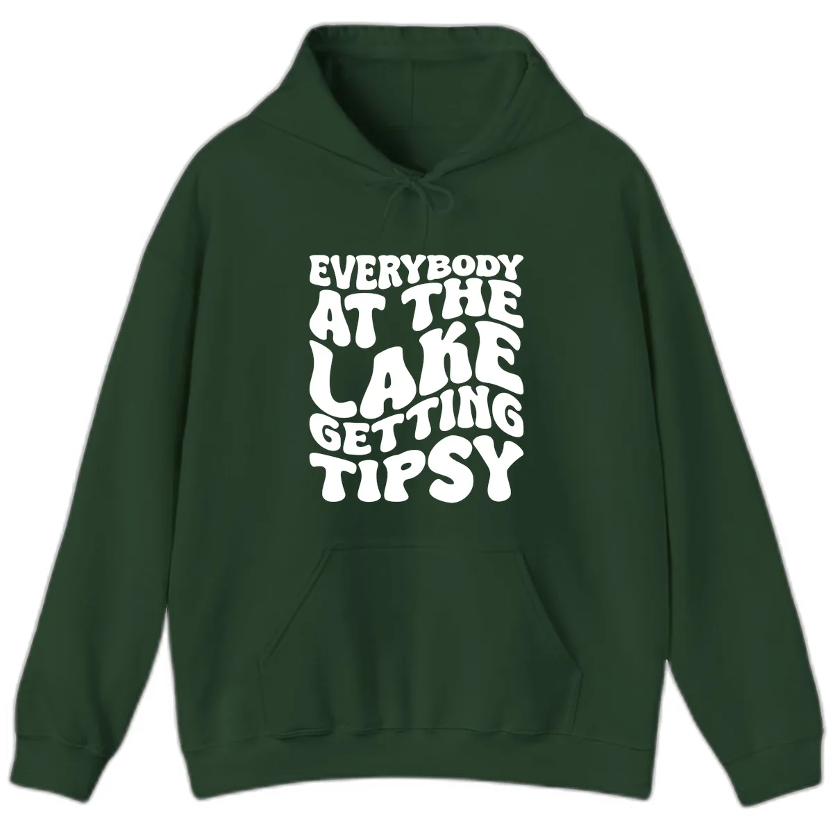 Everybody At The Lake Getting Tipsy Hoodie in Forest Green