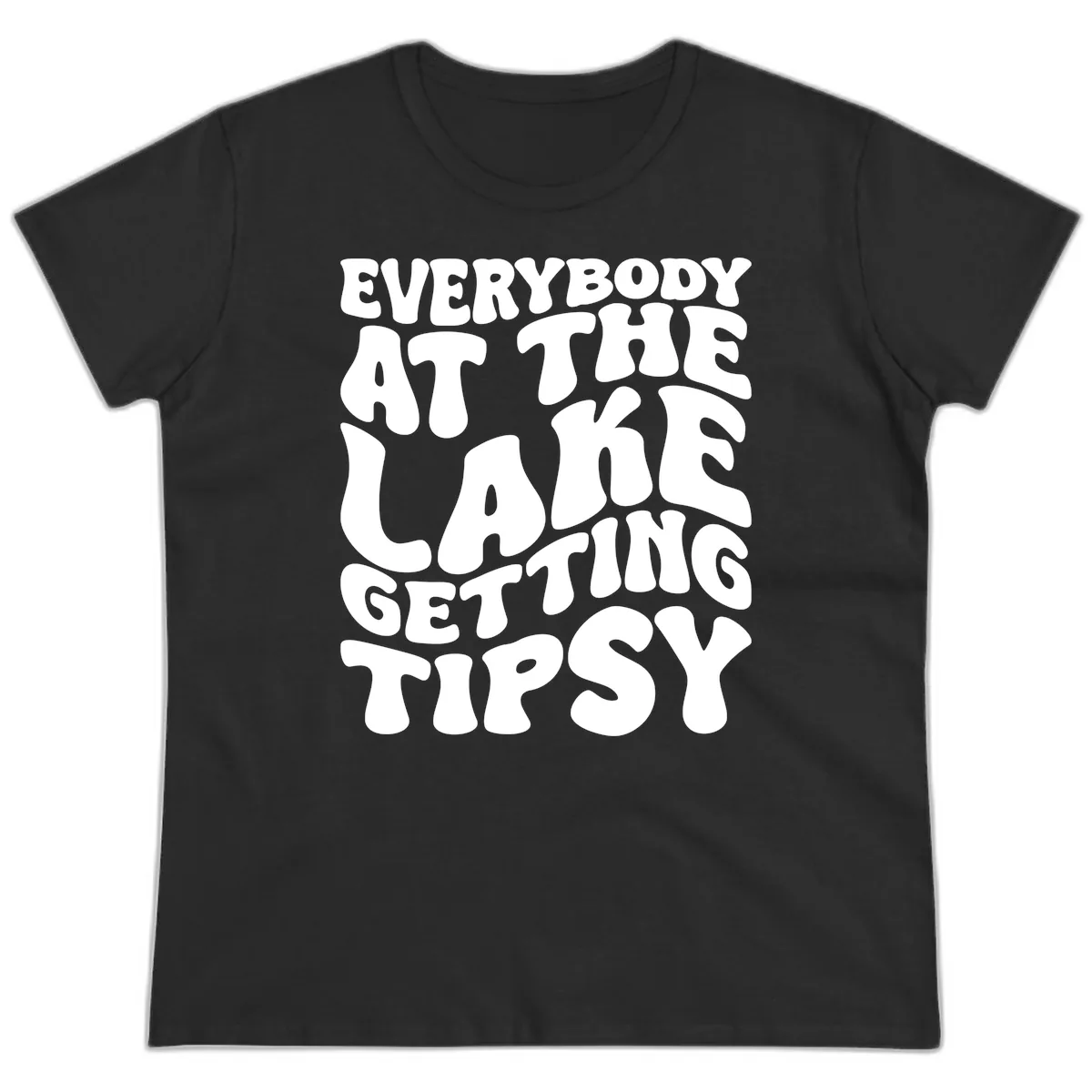 Everybody At The Lake Getting Tipsy Ladies Tee in Black