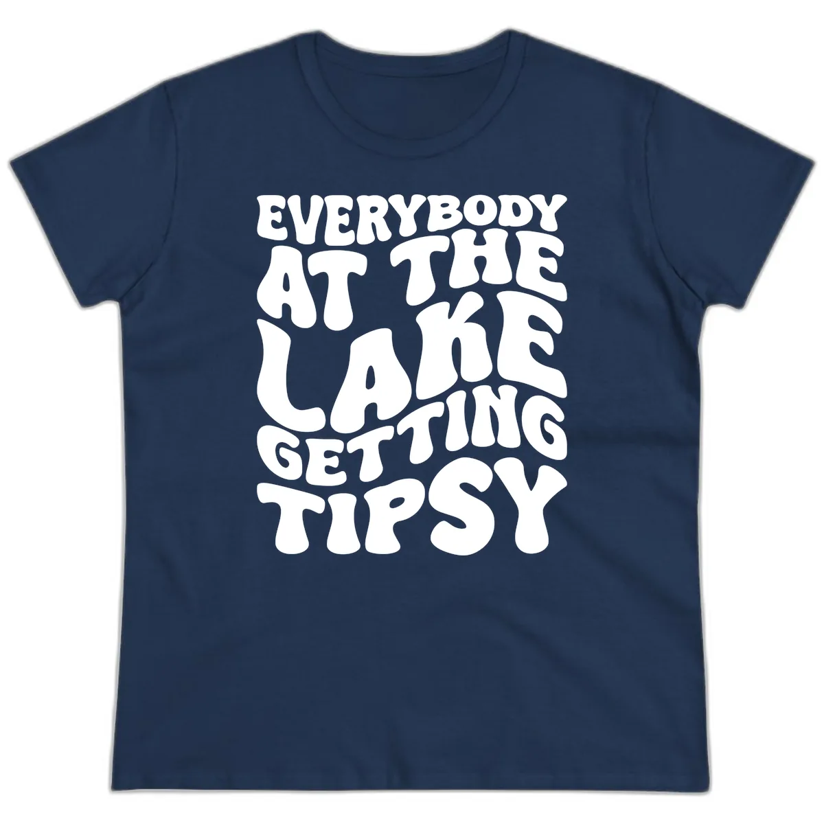 Everybody At The Lake Getting Tipsy Ladies Tee in Navy