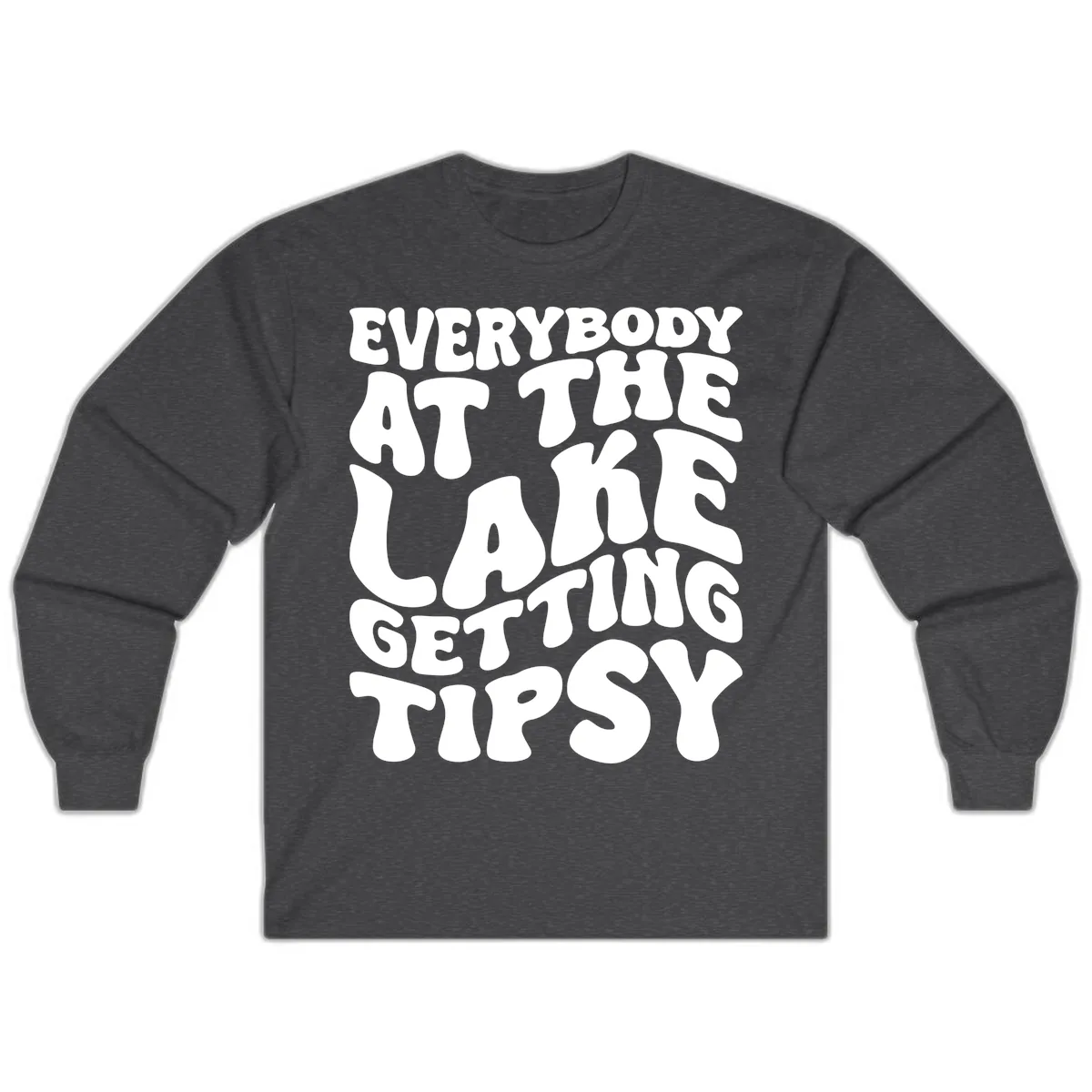 Everybody At The Lake Getting Tipsy Long Sleeve in Dark Heather