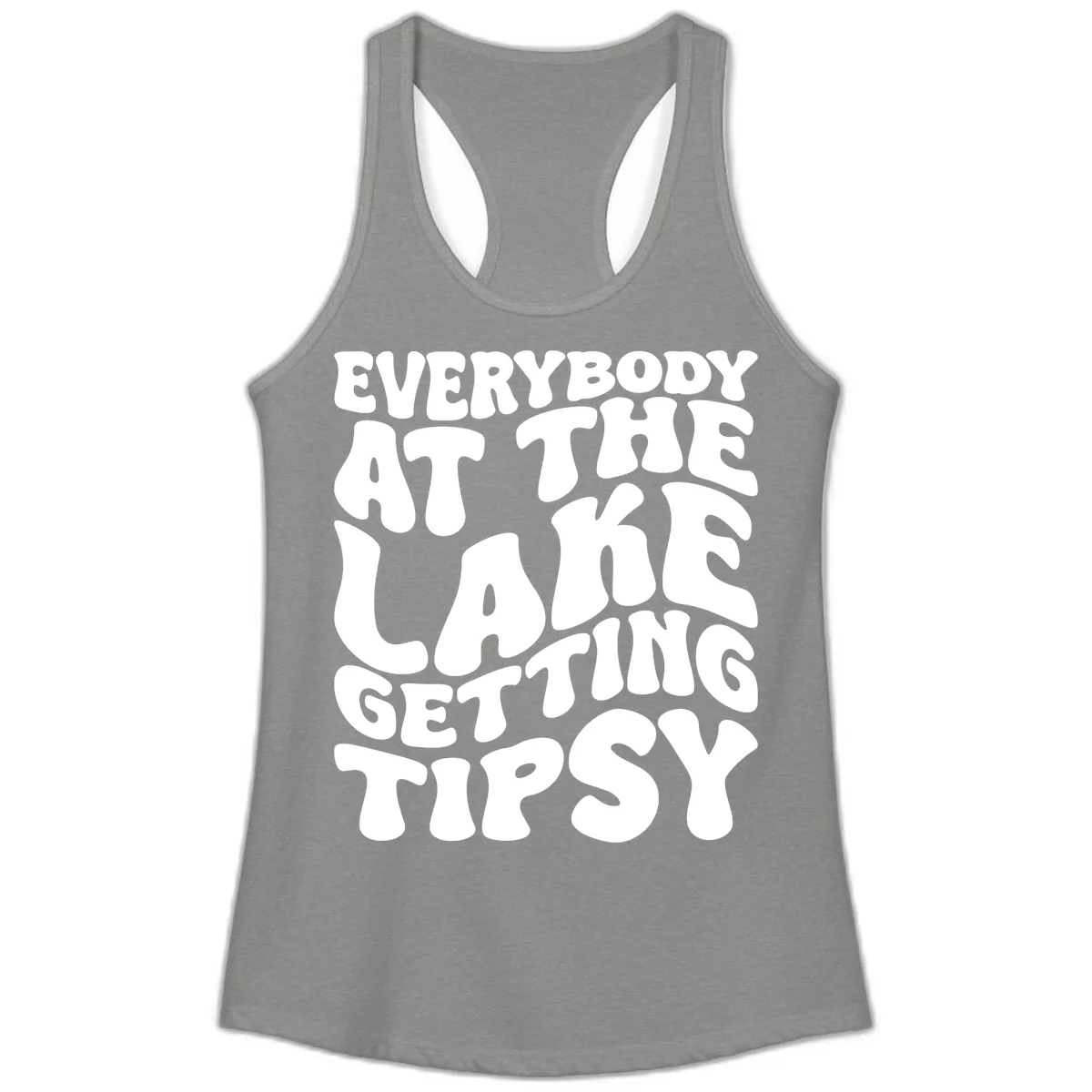 Everybody At The Lake Getting Tipsy Ladies Tank in Heather Grey