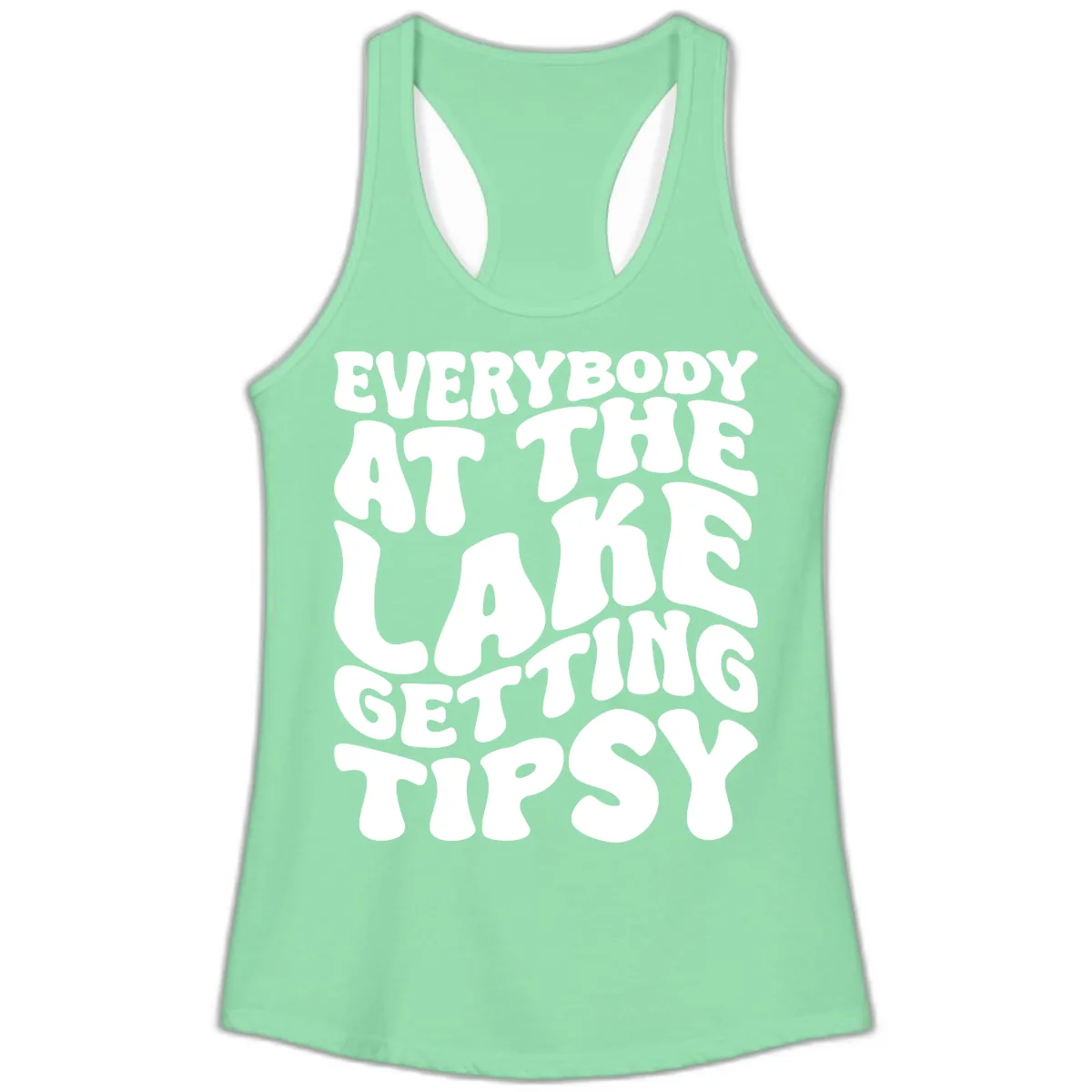 Everybody At The Lake Getting Tipsy Ladies Tank in Solid Mint