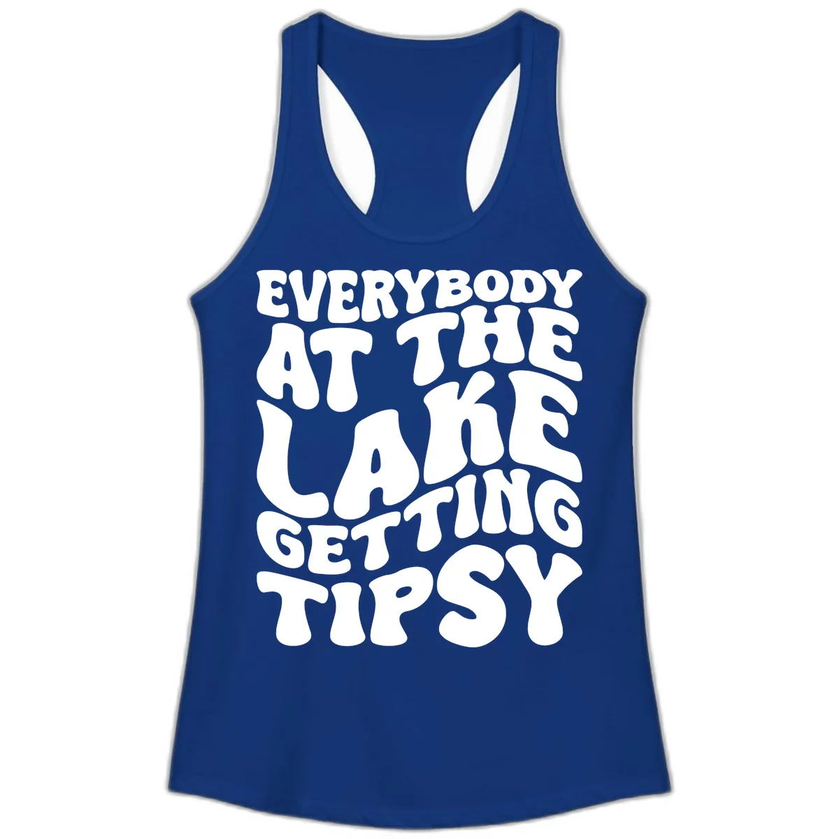 Everybody At The Lake Getting Tipsy Ladies Tank in Solid Royal