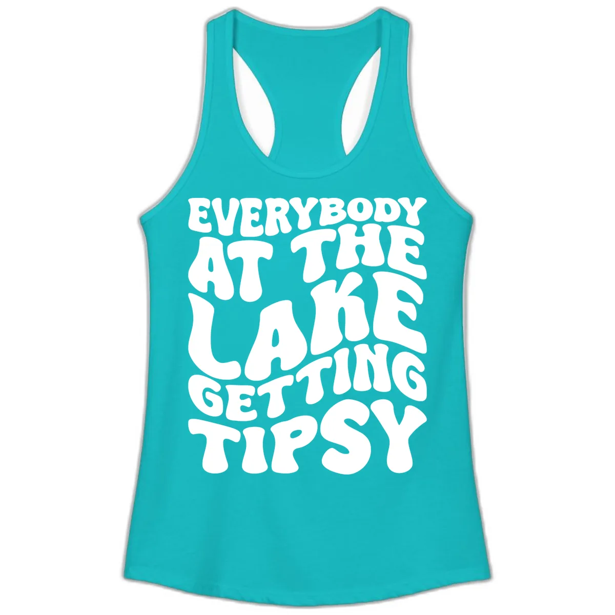 Everybody At The Lake Getting Tipsy Ladies Tank in Tahiti Blue