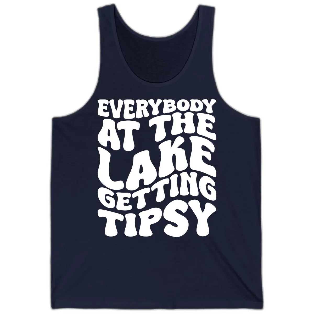 Everybody At The Lake Getting Tipsy Tank in Navy