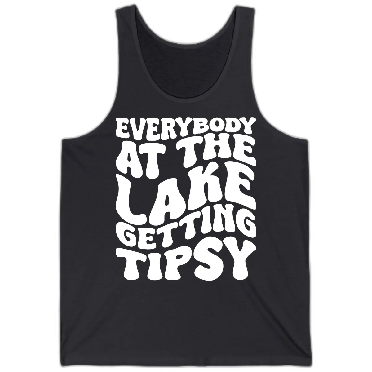 Everybody At The Lake Getting Tipsy Tank in Dark Grey