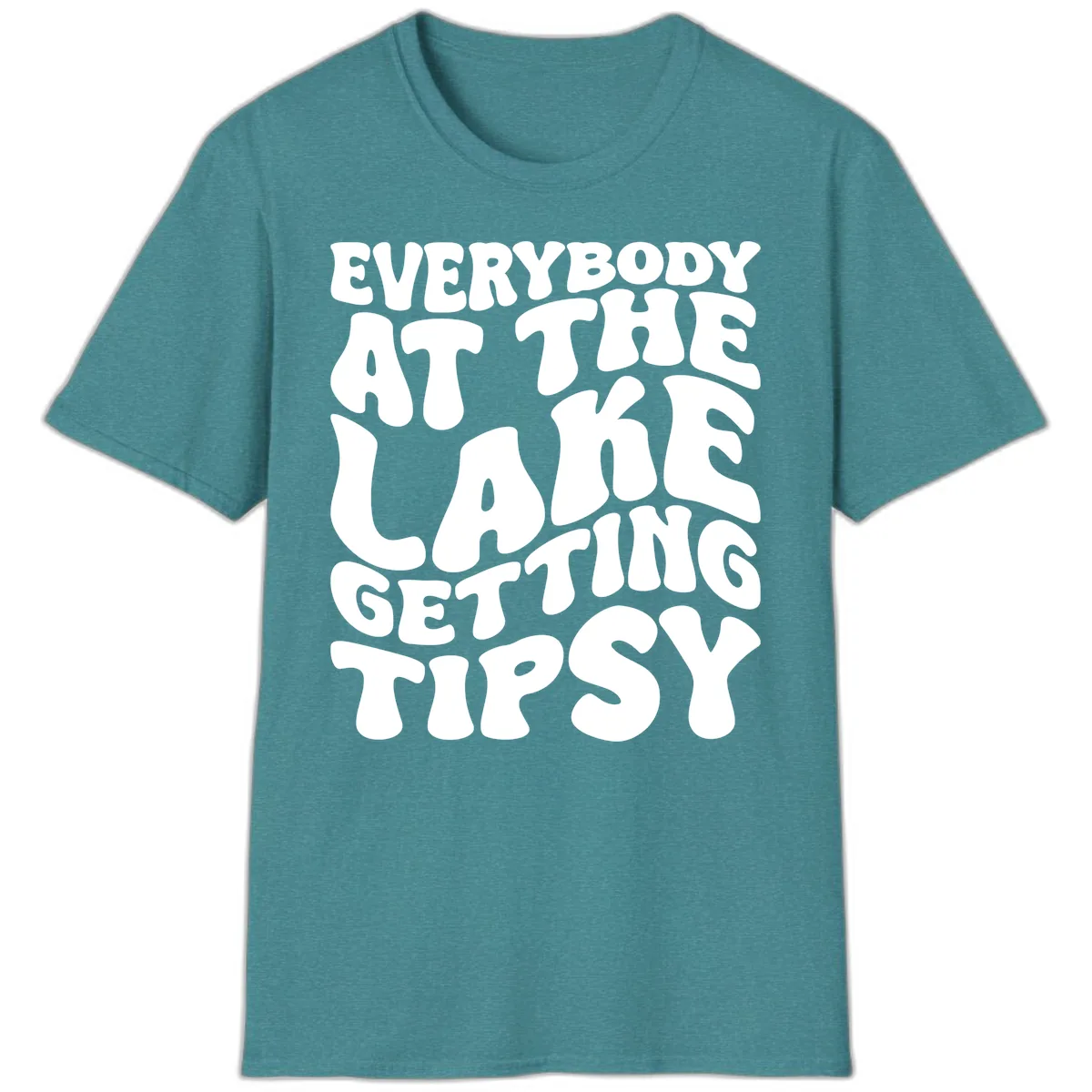 Everybody At The Lake Getting Tipsy T-Shirt in Heather Galapagos Blue