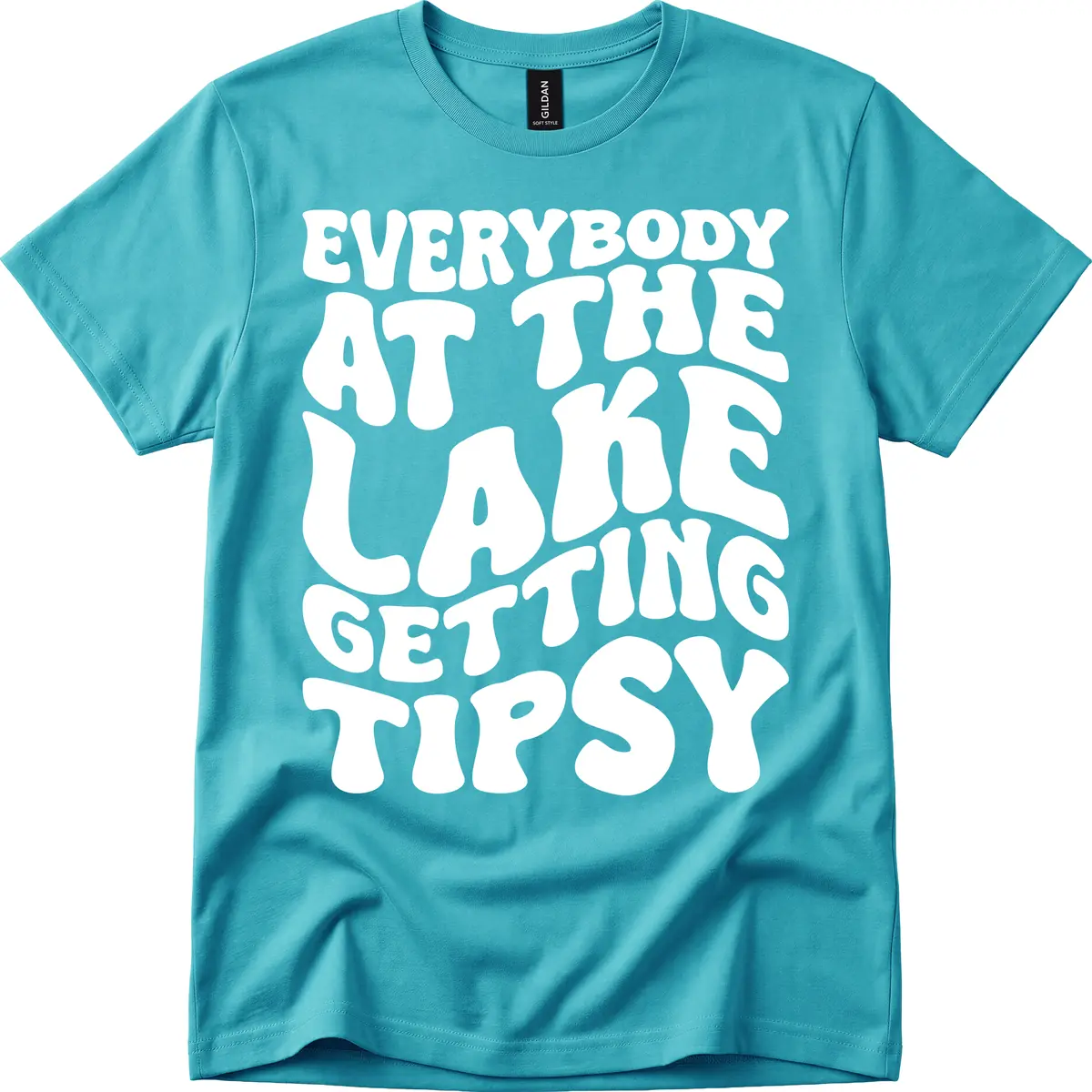 Everybody At The Lake Getting Tipsy T-Shirt in Tropical Blue
