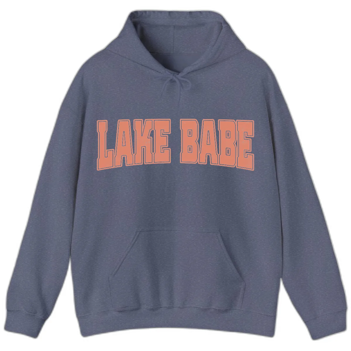 Lake Babe Text Design Hoodie in Heather Navy