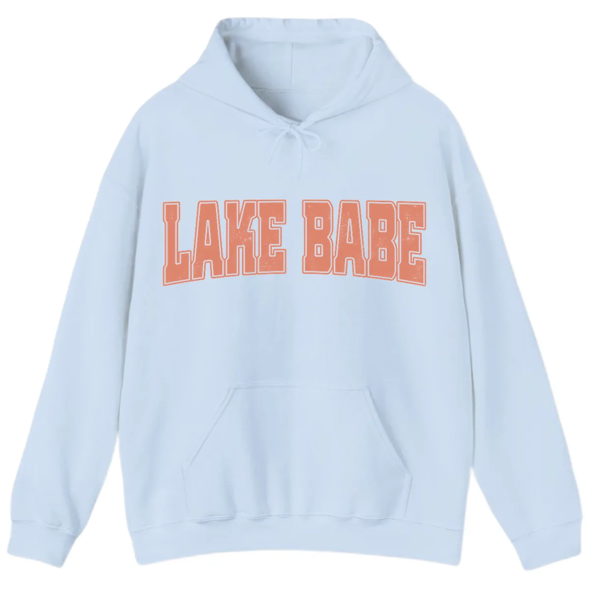 Lake Babe Text Design Hoodie in Light Blue