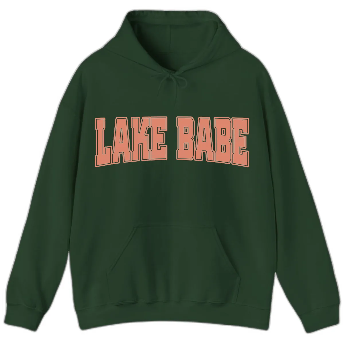 Lake Babe Text Design Hoodie in Forest Green