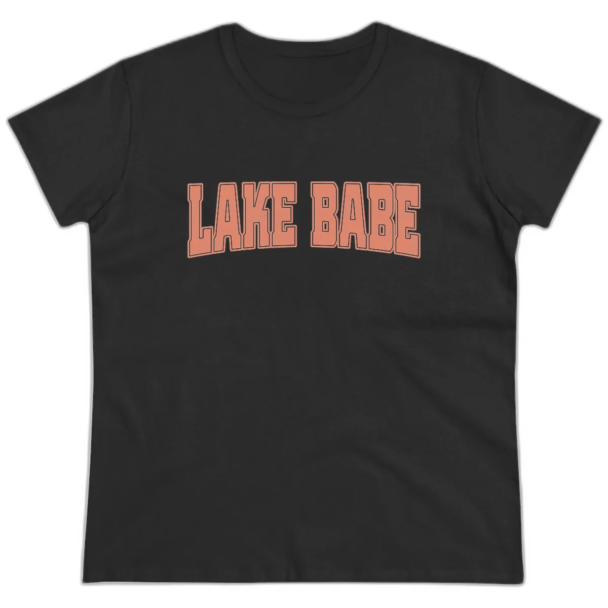 Lake Babe Text Design Ladies Tee in Black