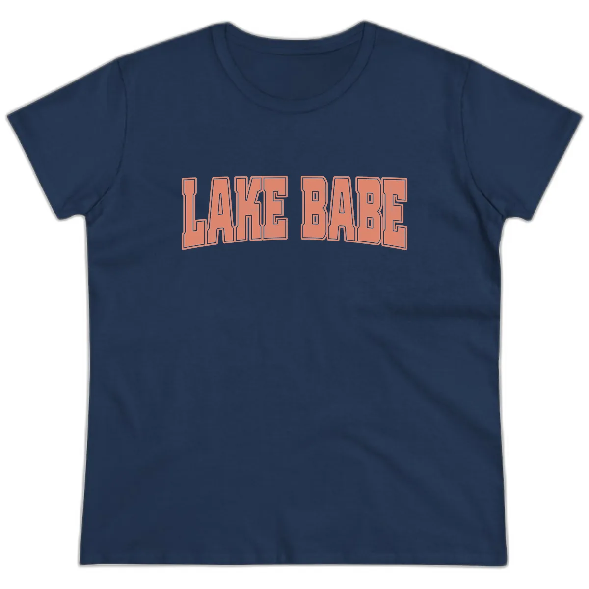 Lake Babe Text Design Ladies Tee in Navy