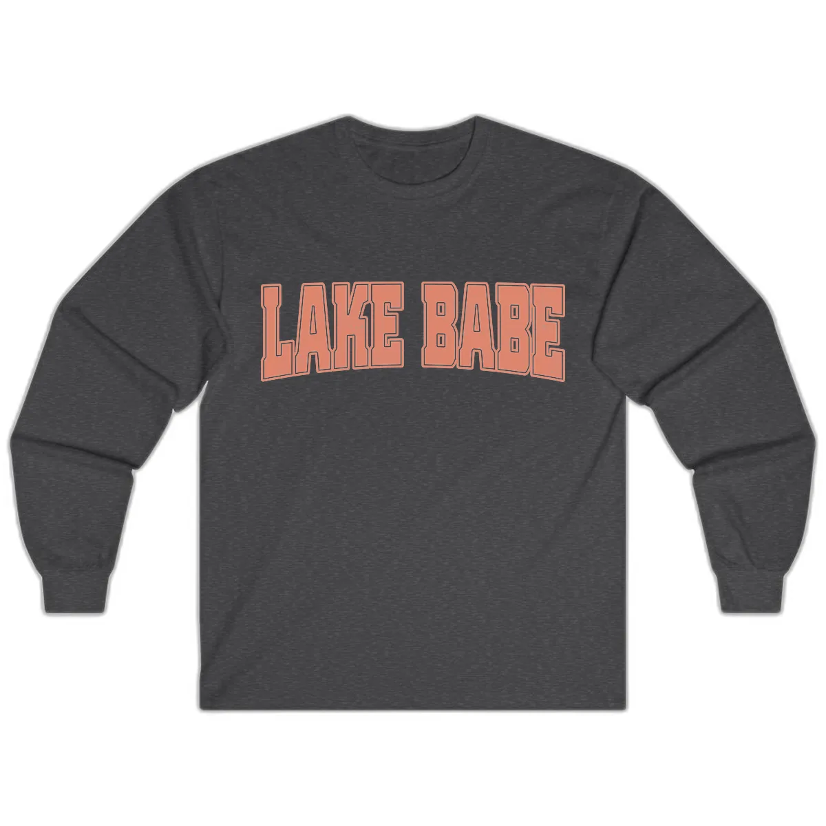 Lake Babe Text Design Long Sleeve in Dark Heather