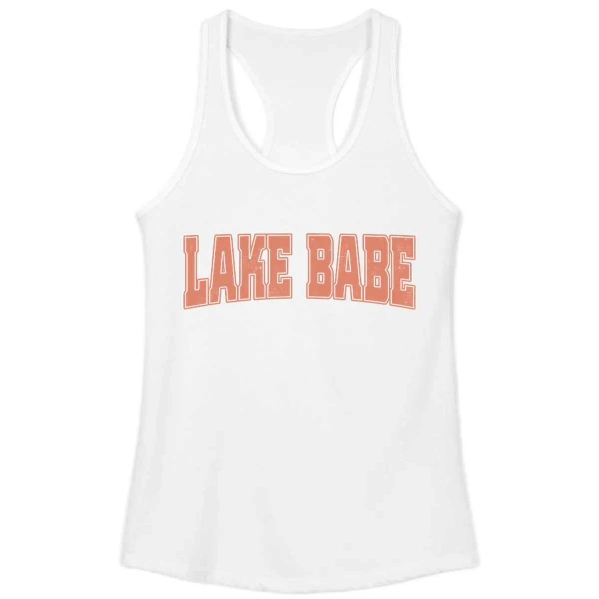 Lake Babe Text Design Ladies Tank in White