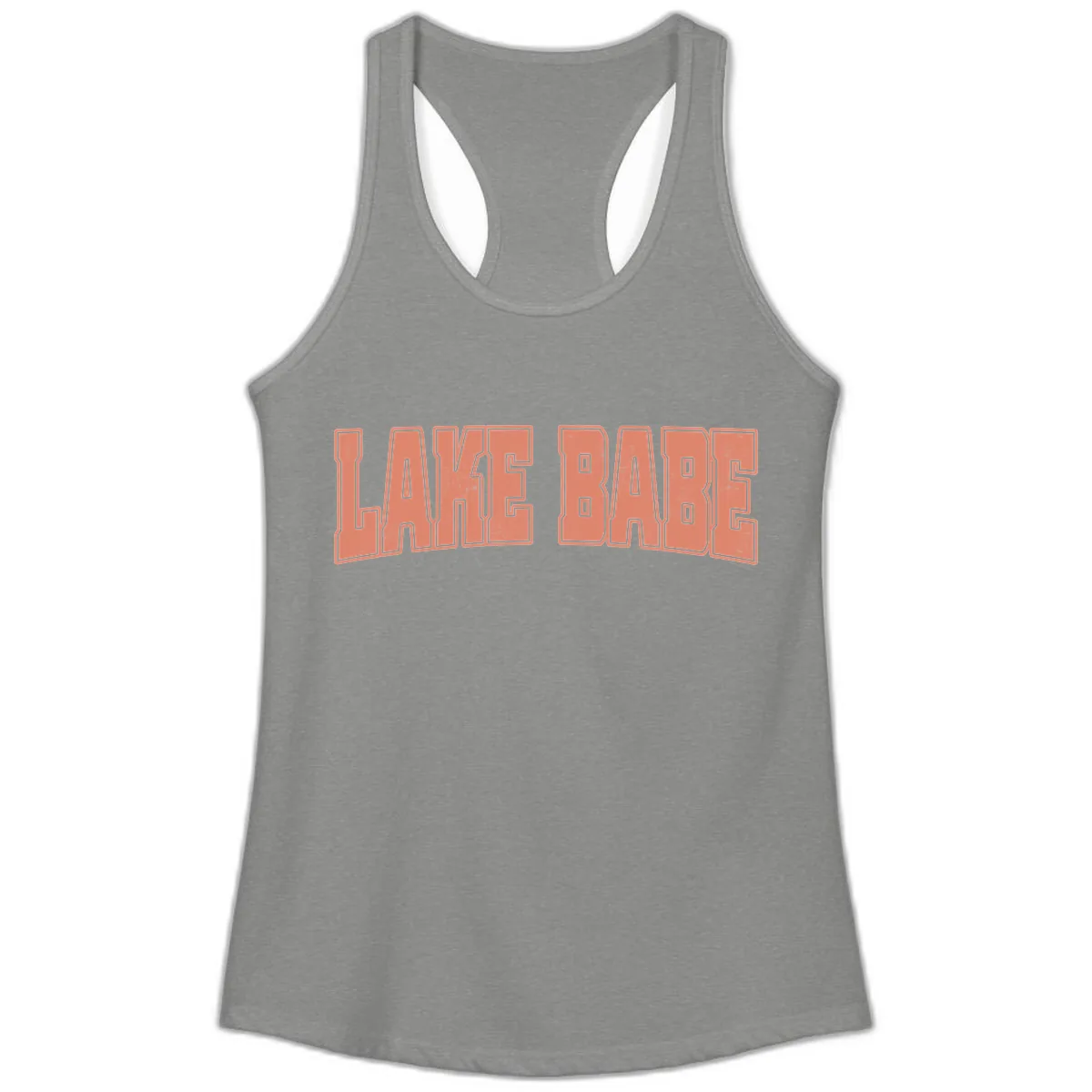 Lake Babe Text Design Ladies Tank in Heather Grey