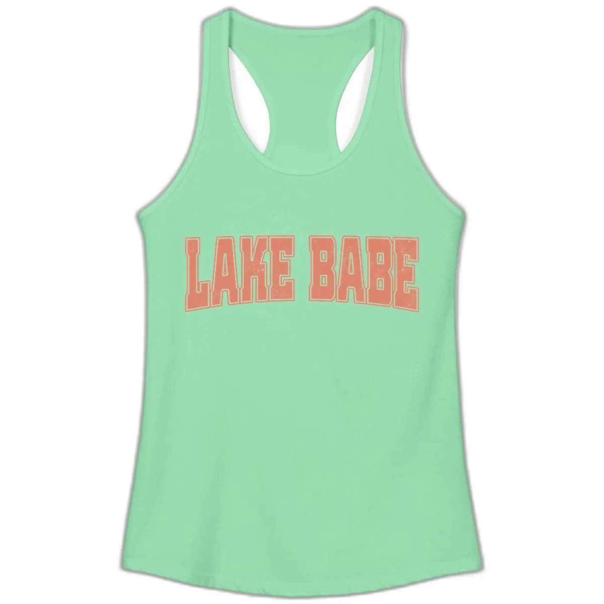 Lake Babe Text Design Ladies Tank in Solid Mint