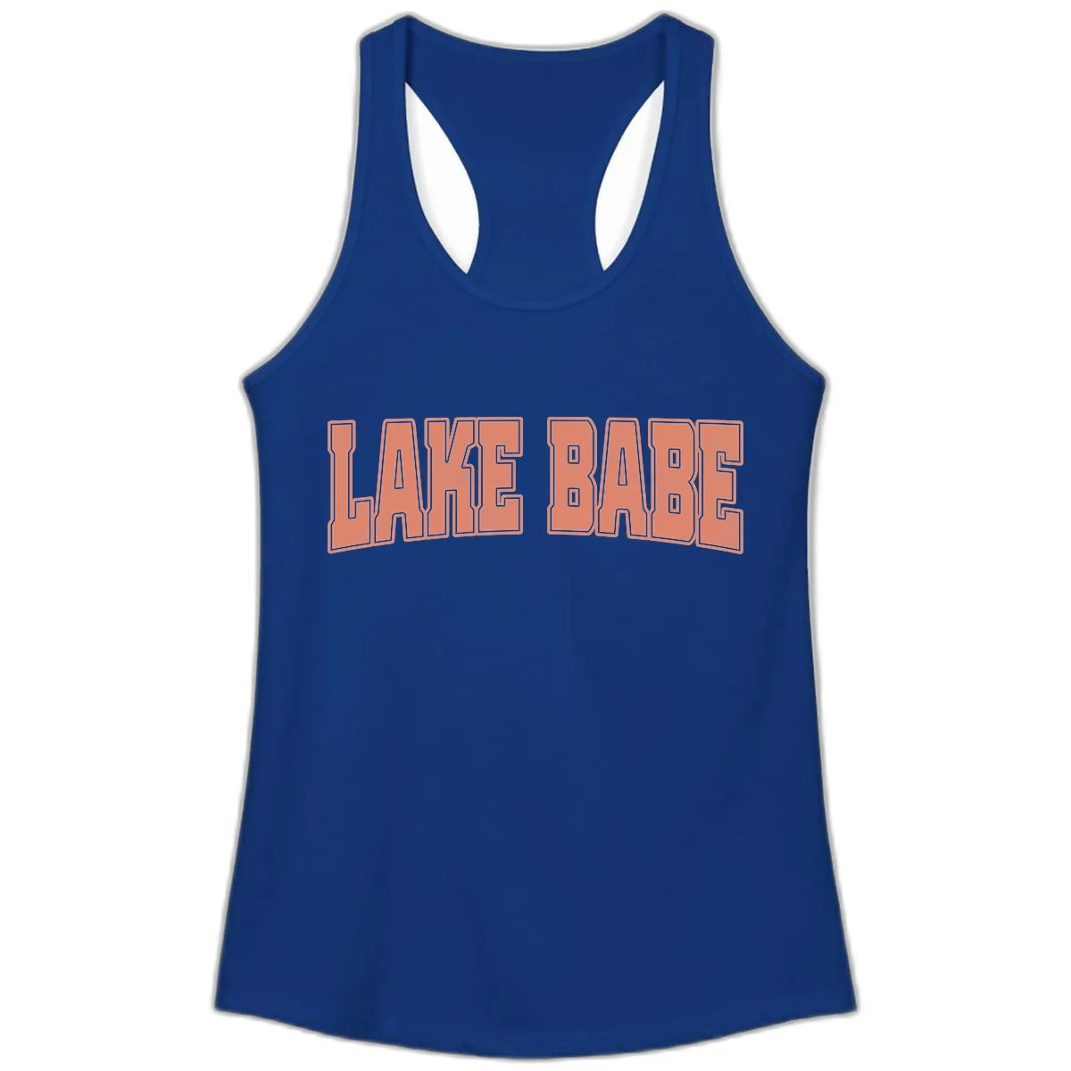 Lake Babe Text Design Ladies Tank in Solid Royal