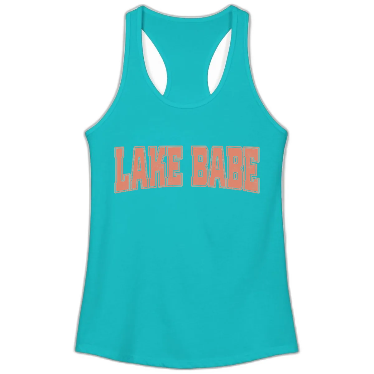 Lake Babe Text Design Ladies Tank in Tahiti Blue