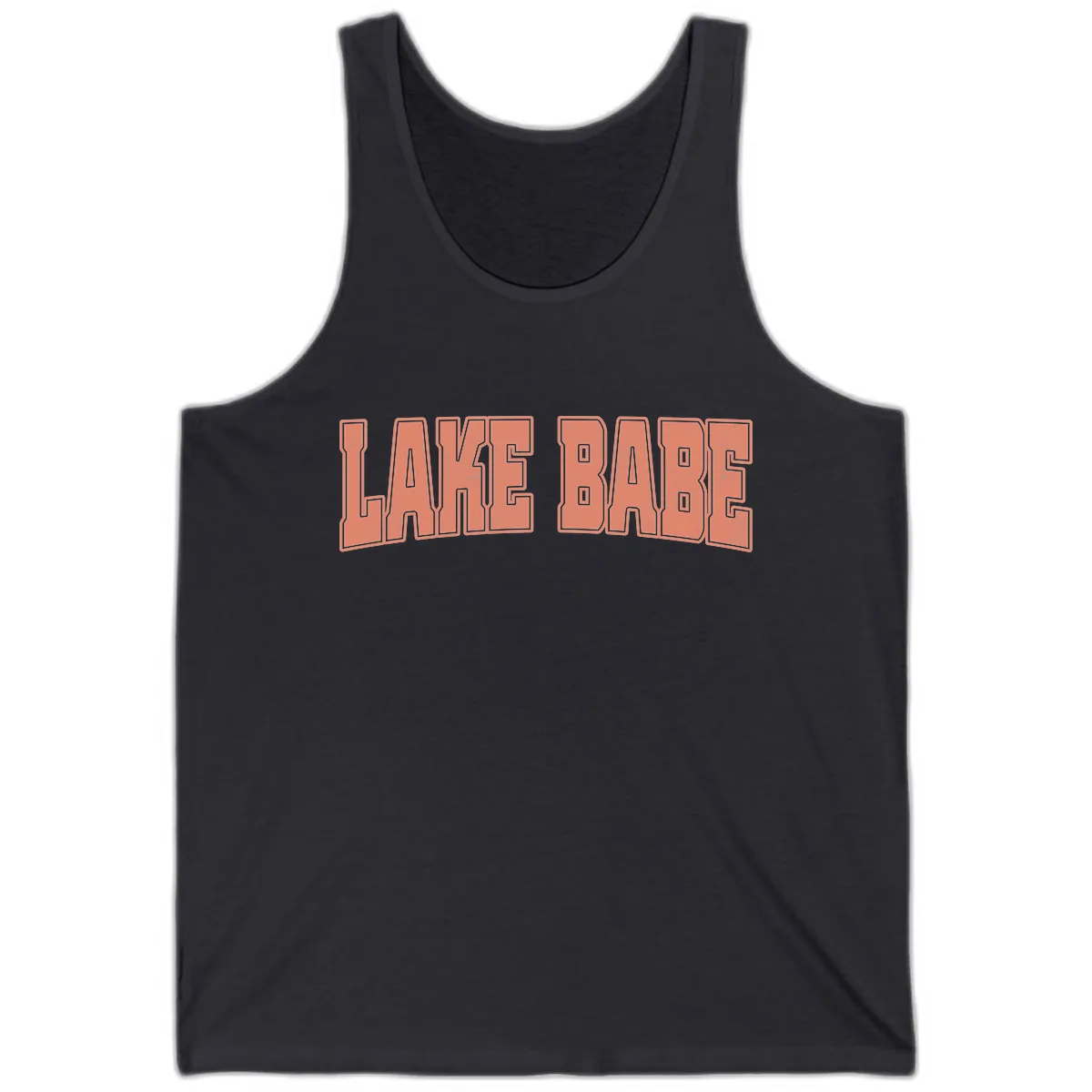 Lake Babe Text Design Tank in Dark Grey