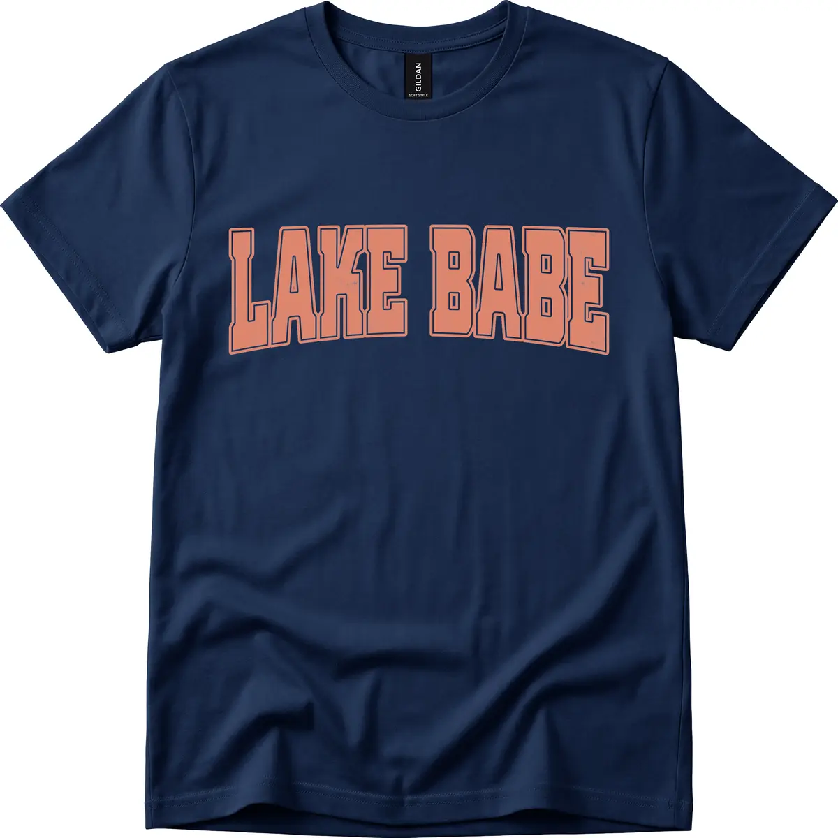 Lake Babe Text Design T-Shirt in Navy
