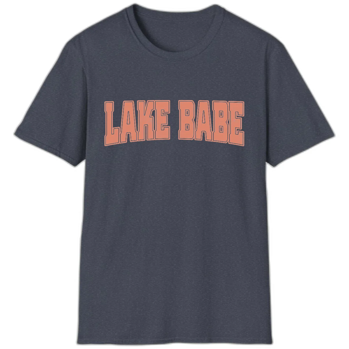 Lake Babe Text Design T-Shirt in Heather Navy