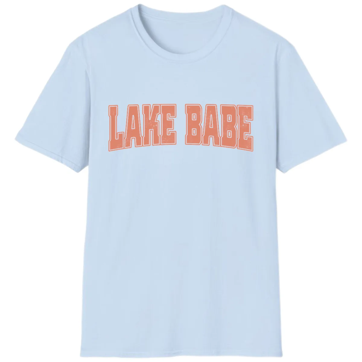 Lake Babe Text Design T-Shirt in Light Blue