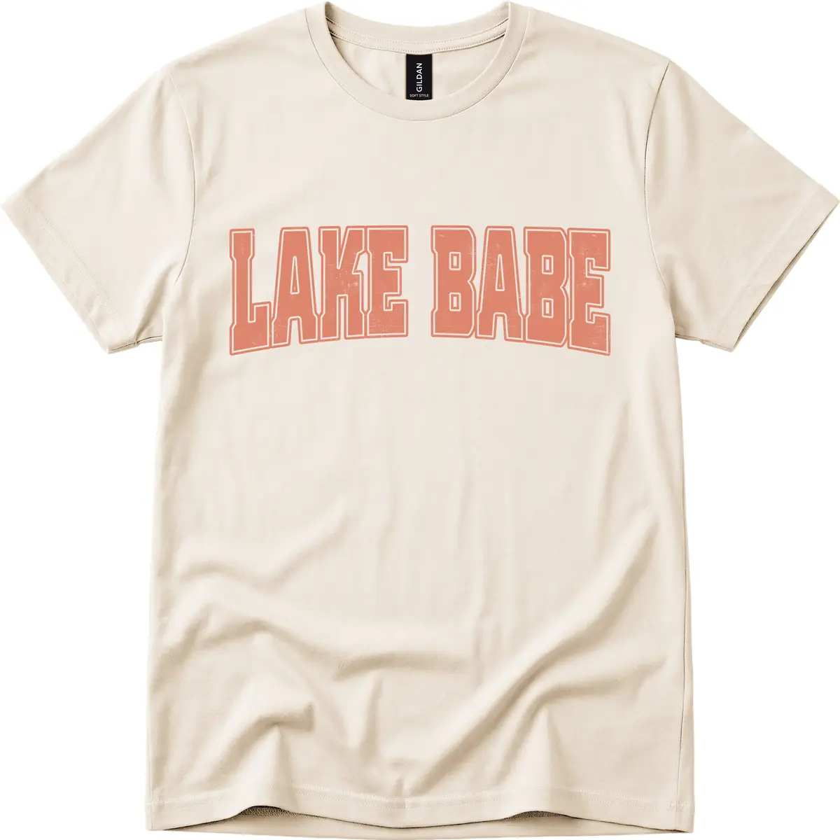 Lake Babe Text Design T-Shirt in Natural