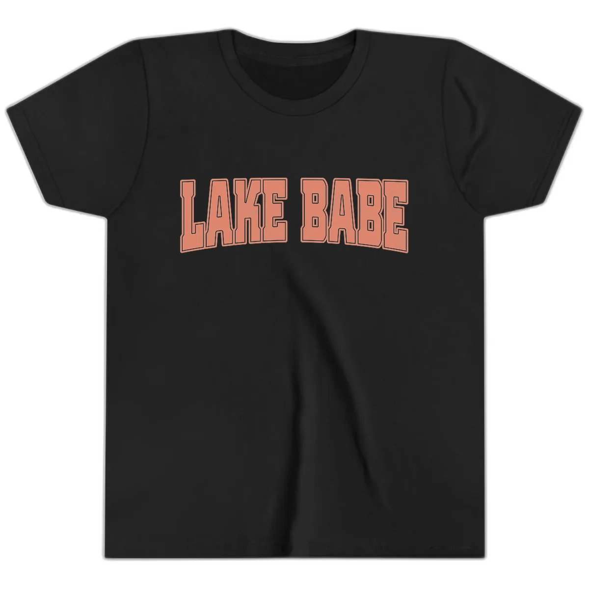 Lake Babe Text Design Youth T-Shirt in Black