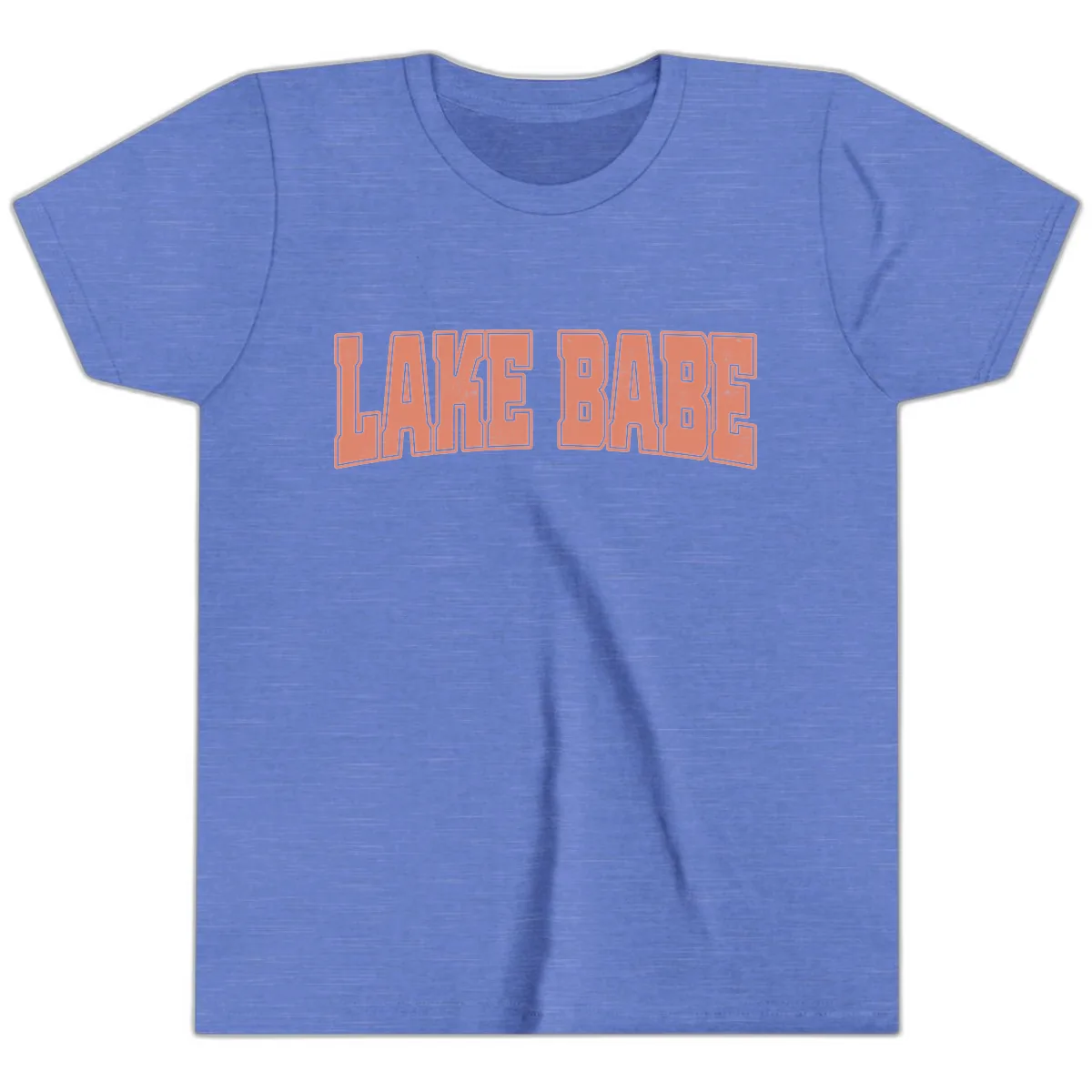 Lake Babe Text Design Youth T-Shirt in Heather Columbia Blue