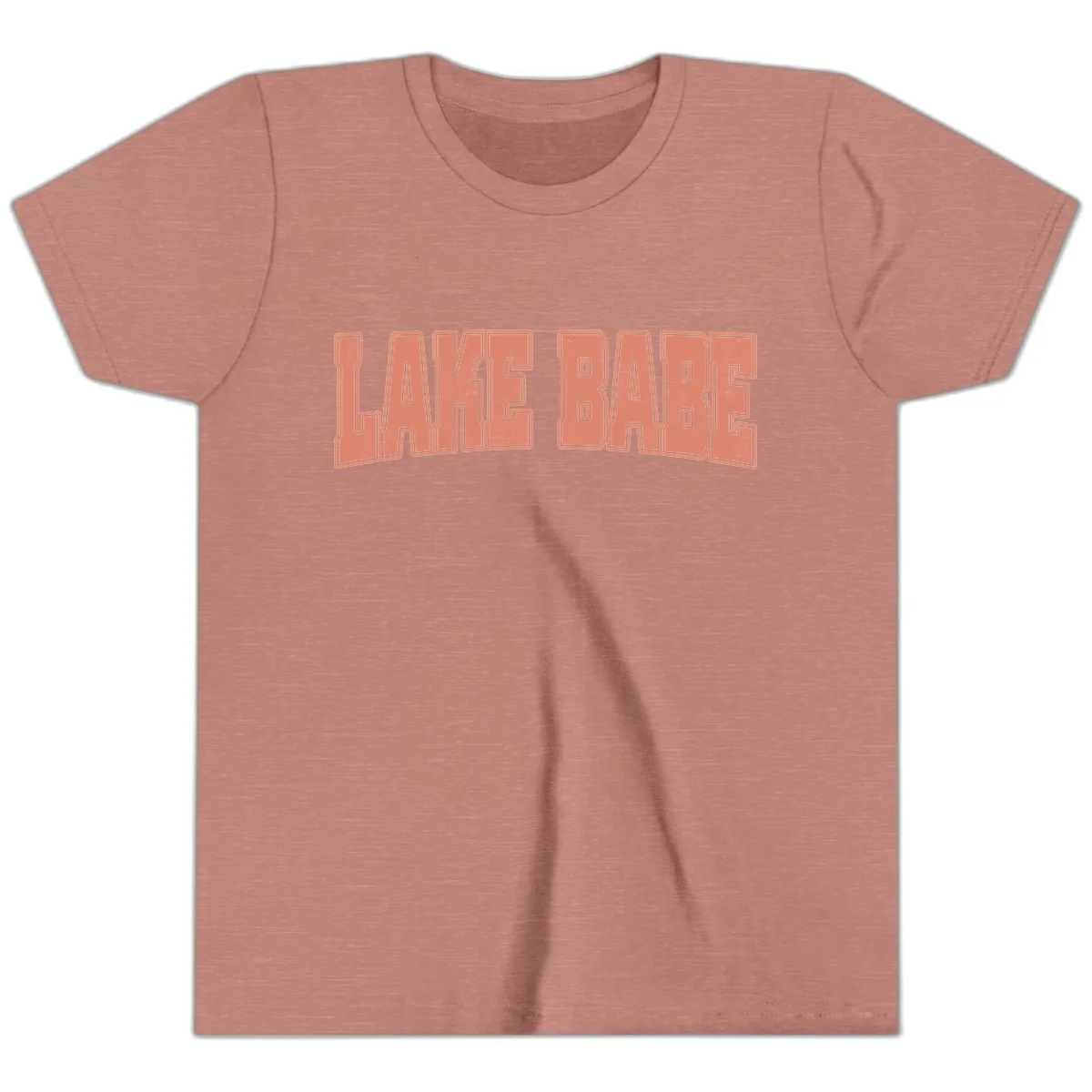 Lake Babe Text Design Youth T-Shirt in Heather Mauve
