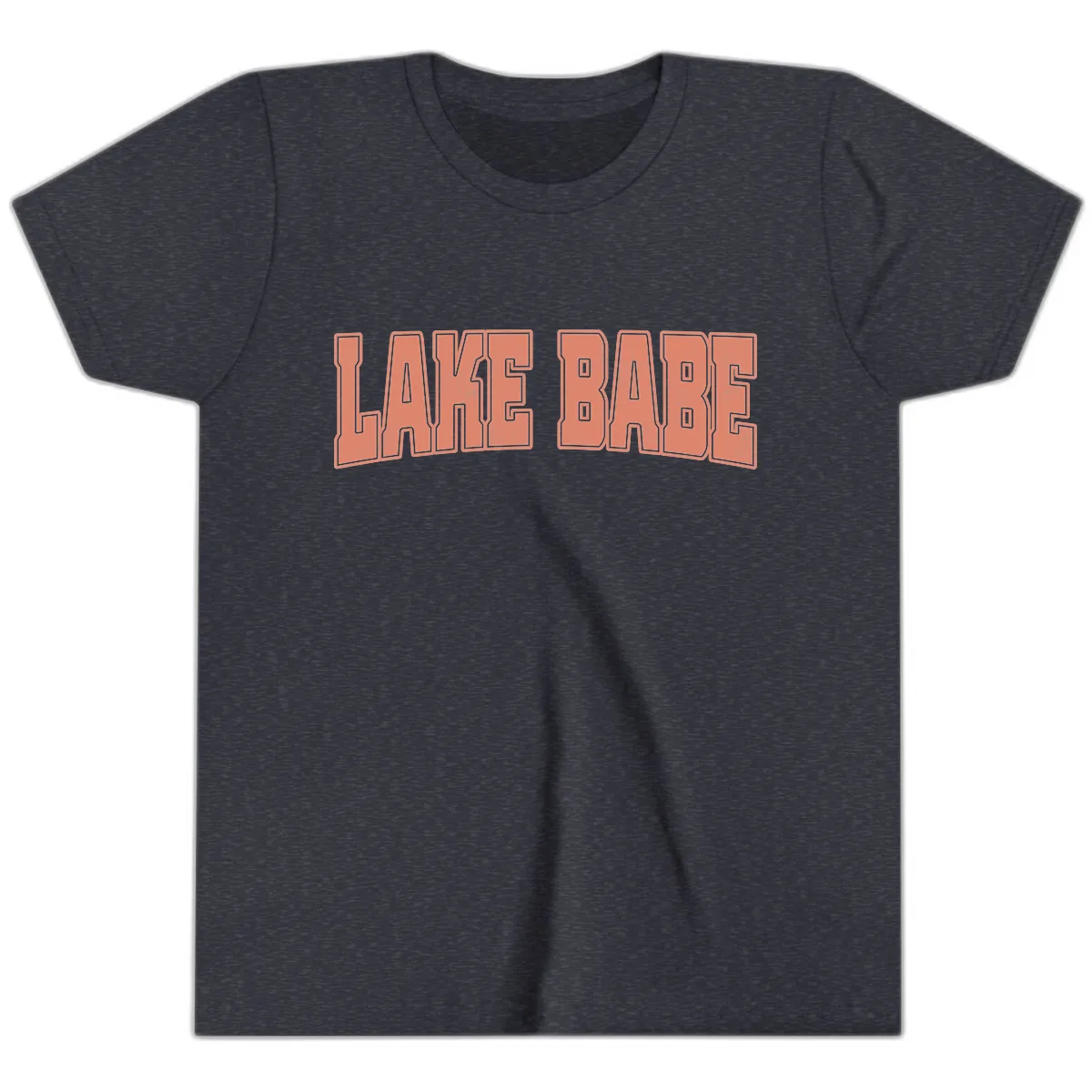 Lake Babe Text Design Youth T-Shirt in Heather Navy