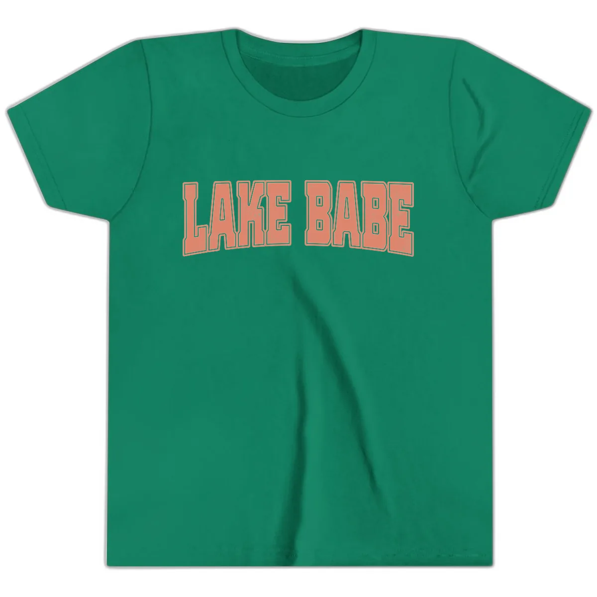 Lake Babe Text Design Youth T-Shirt in Kelly