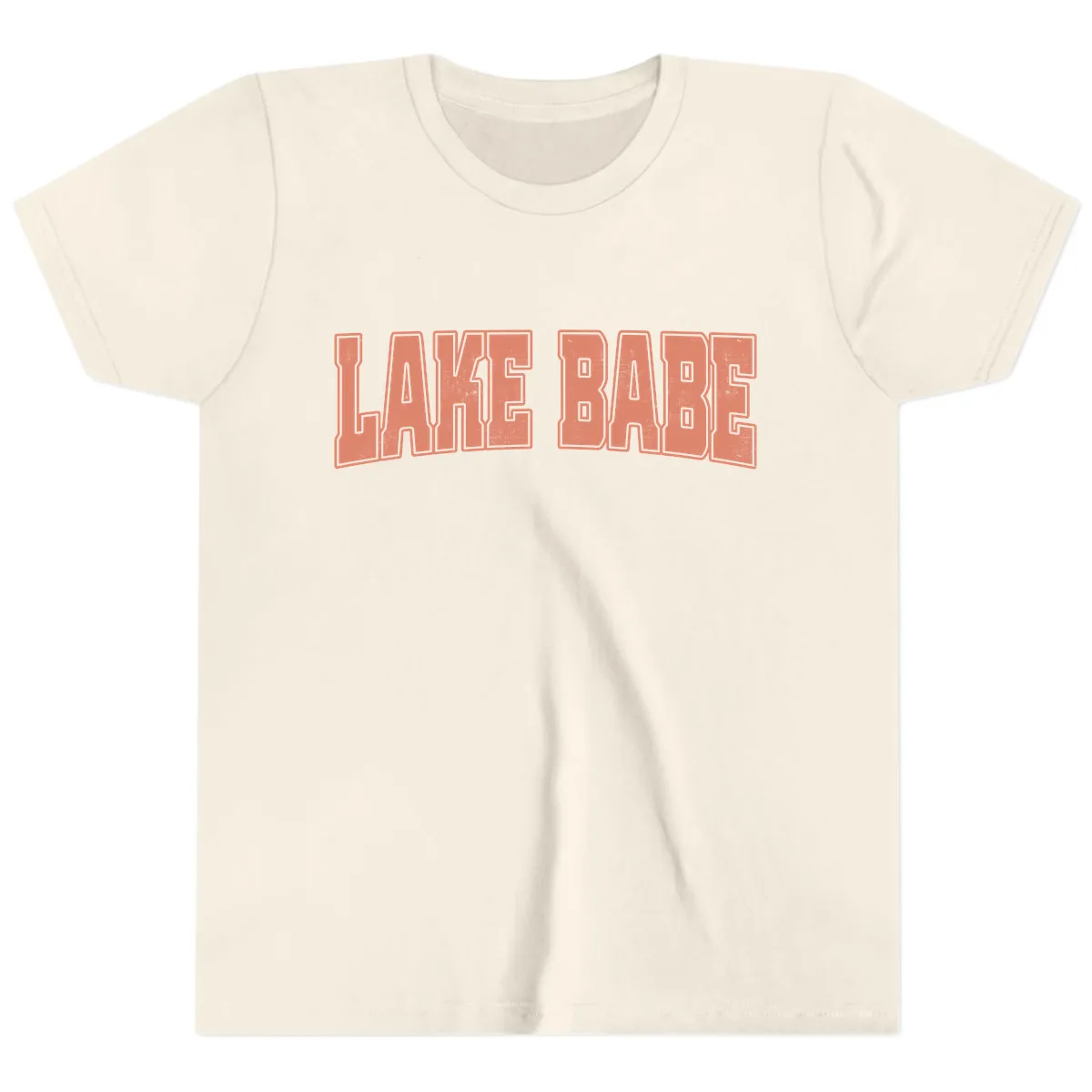 Lake Babe Text Design Youth T-Shirt in Natural