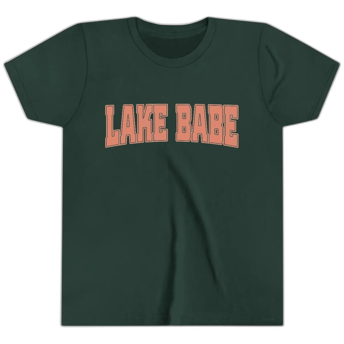 Lake Babe Text Design Youth T-Shirt in Forest