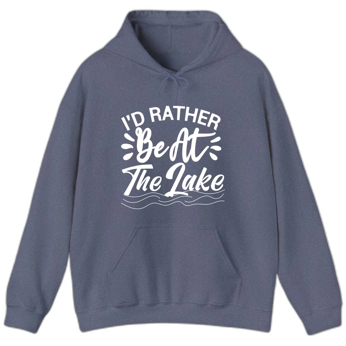 I'd Rather Be At The Lake Design Hoodie in Heather Navy