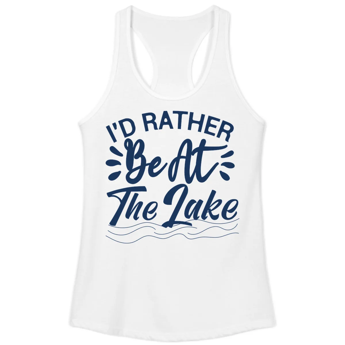 I'd Rather Be At The Lake Design Ladies Tank in White