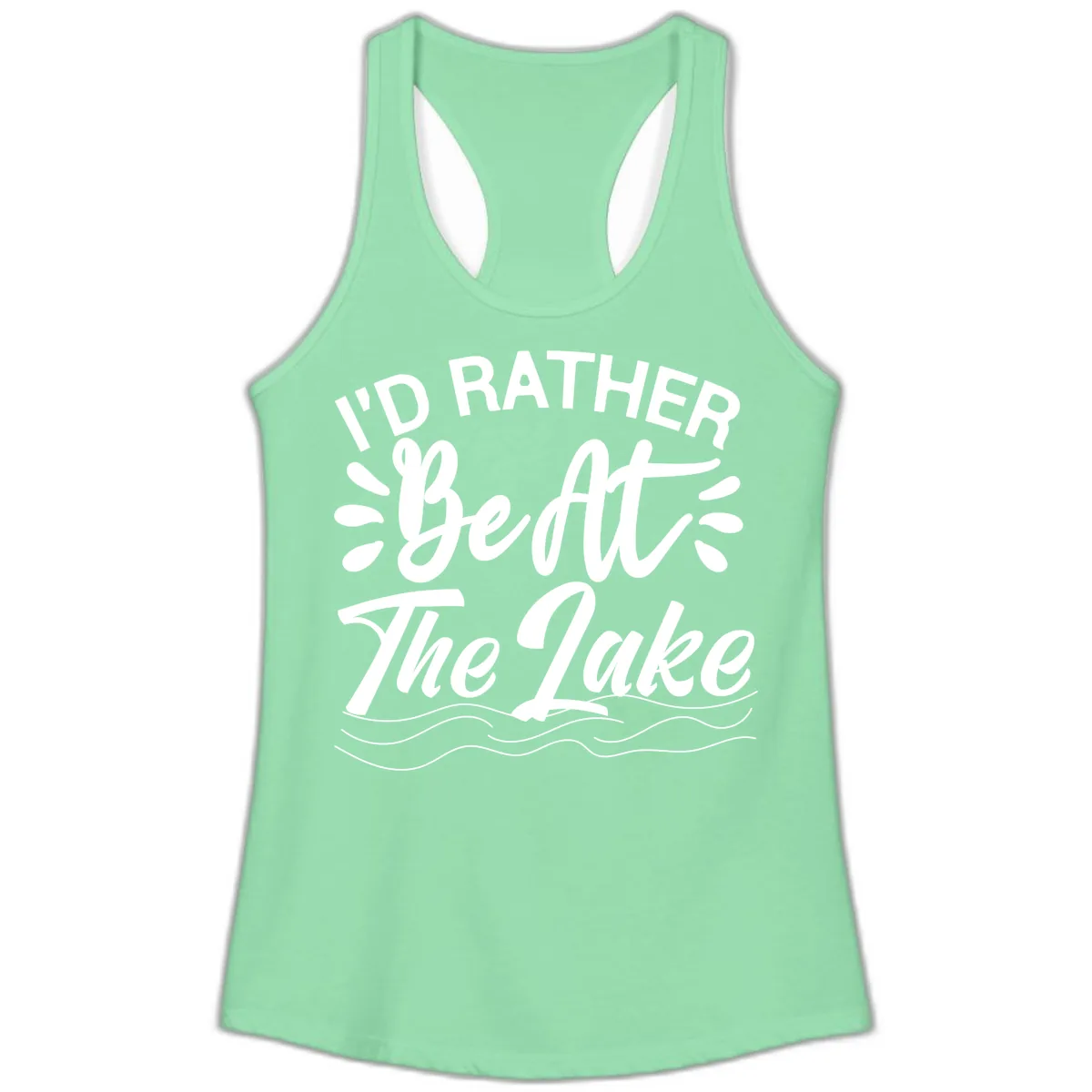 I'd Rather Be At The Lake Design Ladies Tank in Solid Mint