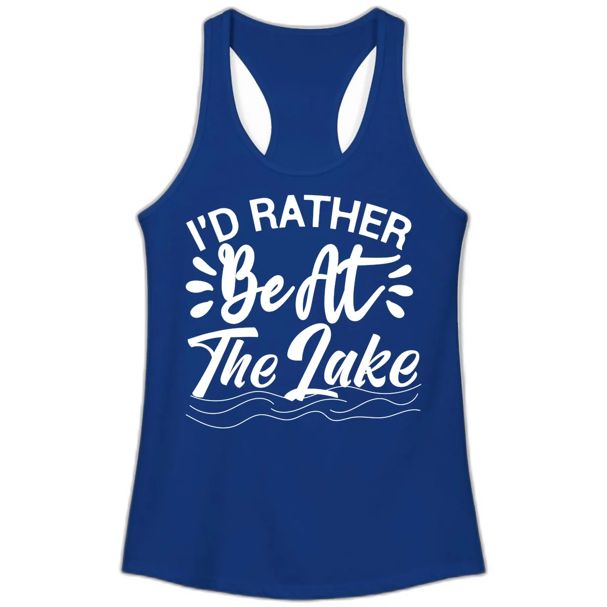 I'd Rather Be At The Lake Design Ladies Tank in Solid Royal