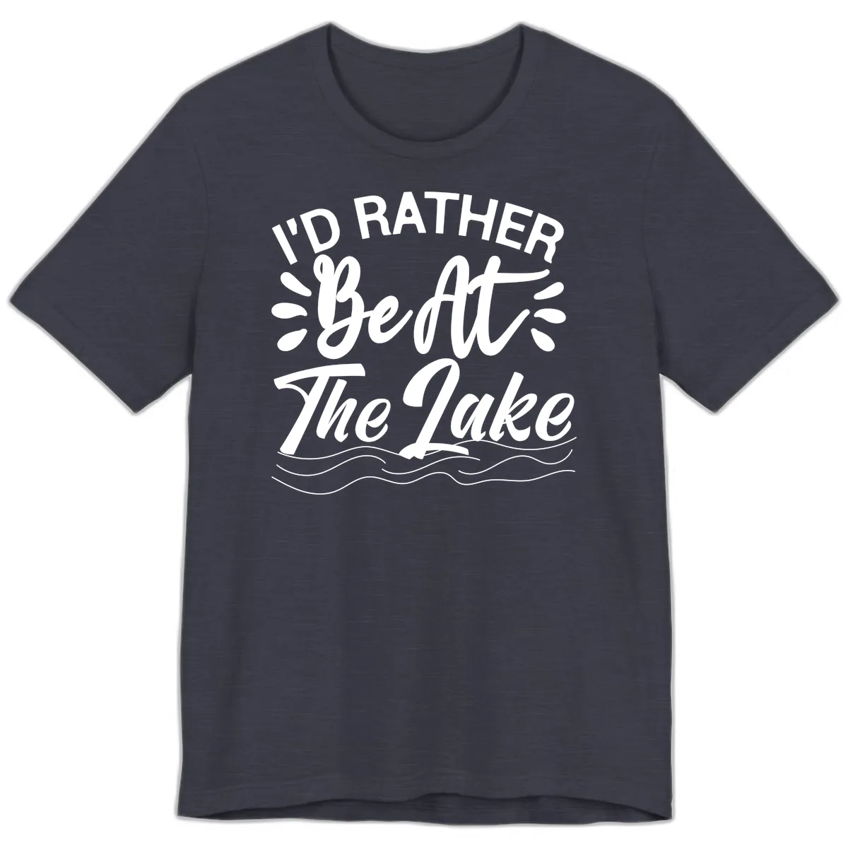 I'd Rather Be At The Lake Design Premium T-Shirt in Heather Midnight Navy