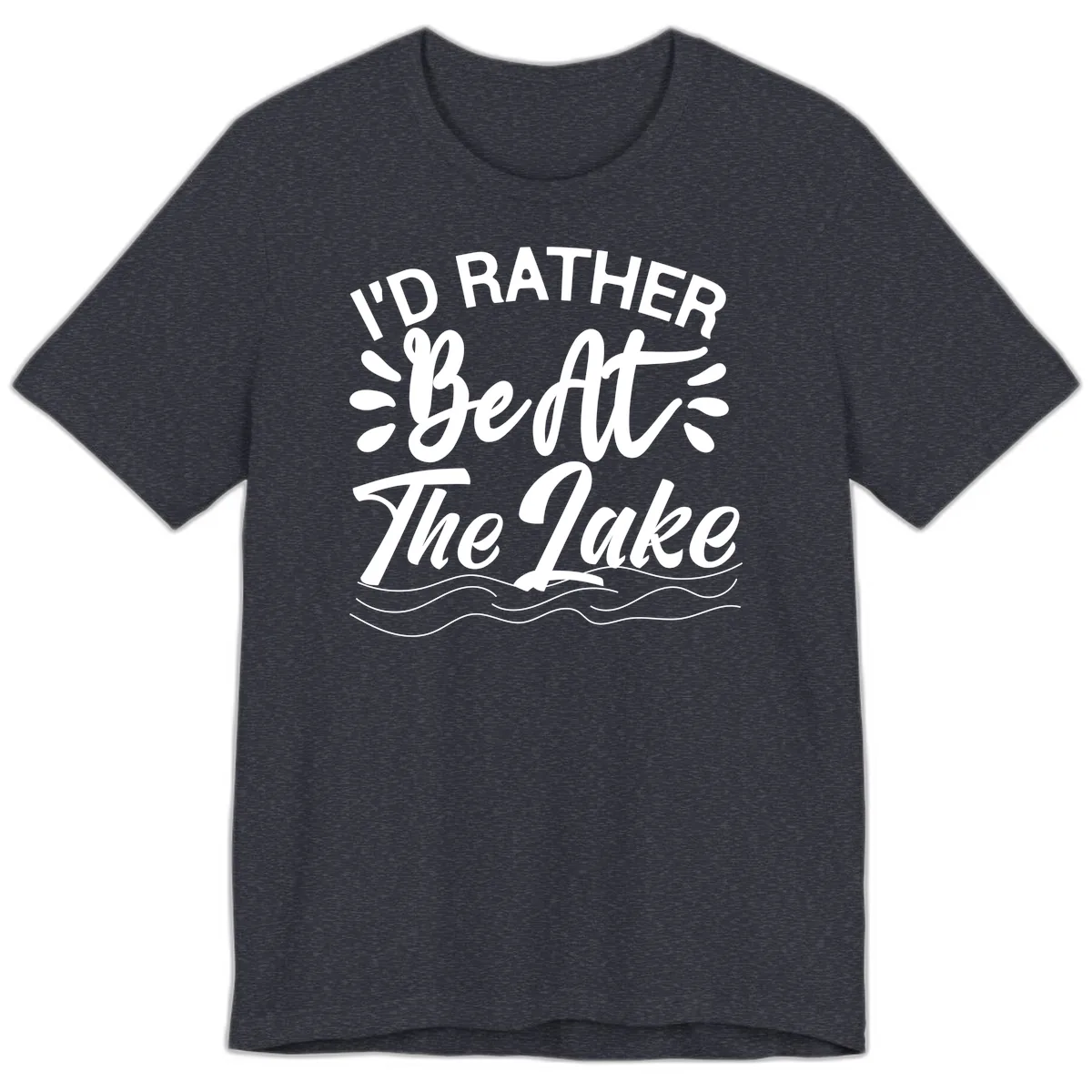 I'd Rather Be At The Lake Design Premium T-Shirt in Heather Navy
