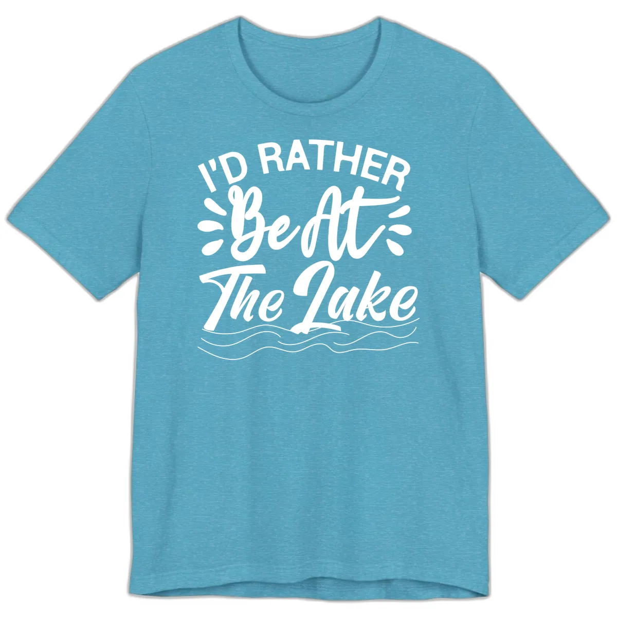 I'd Rather Be At The Lake Design Premium T-Shirt in Heather Aqua